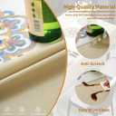Rectangle Table Cloth,100% Waterproof Tablecloth Oil Proof Spill Proof Vinyl Table Cloth, Wipe Clean Plastic Table Cover for Dining, Camping, Indoor and Outdoor 54" x 78",Flower-Beige