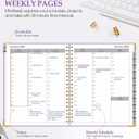 4 x 2026 Planner, Weekly and Monthly Calendar Planner from January 2026 - December 2026, 5.75" x 8.38" Hardcover Leather Hourly Appointment Book with Tabs, A5 Spiral Daily Planners for College School Work Home, Purple