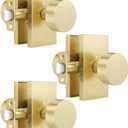 EHOMEWARE 3 Pack Interior Door Knobs, Bed and Bath Door Knobs, Privacy Door Knob with Lock, Gold Door Handle Without Key, Reversible for Left/Right Doors, Rectangular Base & Gold Door Knob Combo