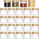 Nuenen Set of 24 Airtight Square Spice Containers 4 oz Glass Spice Jars with Bamboo Lid Small Seasoning Jars Empty Food Storage Containers for Pantry Clear Food Canisters for Kitchen Sugar Coffee
