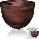 Walnut Wood Mixing Bowl Compatible with KitchenAid 4.5 & 5 QT Tilt-Head Models, Wooden Mixer Bowl for KitchenAid Stand Mixers, 5 quarts