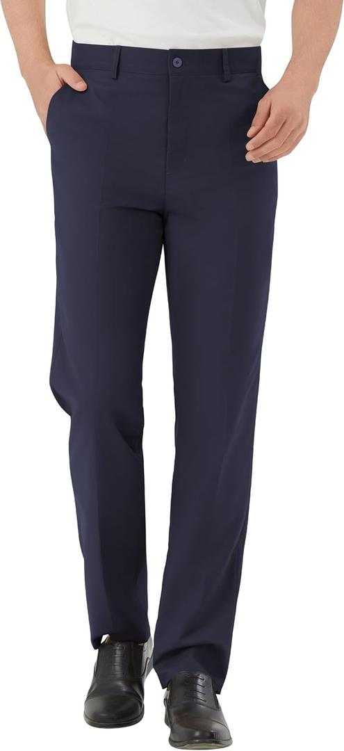 Men's Tall Classic Fit Flex Flat Front Dress Pants Formal Pants for Business & Office (Blue), Size 44W x 36L