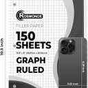 Rosmonde Graph Paper 3 Pack, 450 Sheets, 4x4 Grid Paper, 8" x 10.5", 3 Hole Punched, Notebook Paper, 54 GSM Thick Graphing Paper, Quad Ruled Graph Paper, Loose Leaf Paper, Back to School Supplies