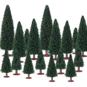 Skylety 20 Pcs Christmas Model Trees 4.72-2.17 Inch Pine Mixed Miniature Trees Small Artificial Cedar Plant for Train Scenery Architecture DIY Crafts Winter Building Model Scenery Landscape (Green)
