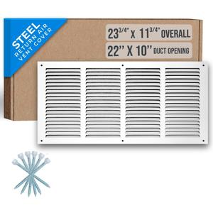 Fits 22x10 Duct Opening | Steel Return Air Grille by Handua | Vent Cover Grill for Sidewall and Ceiling | White | HVAC Cold Air Intake Grille | Outer Dimensions: 23.75"W X 11.75"