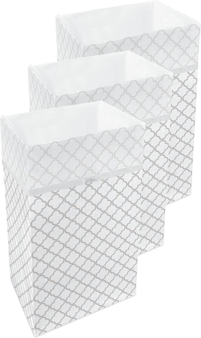 Clean Cubes 30 Gallon Disposable Pop-Up Trash Cans (3-Pack) with Fitted Bags Foldable Garbage & Recycling Bins for Parties, Events & Kitchen (Trellis, 30" H x 14" W x 17" D)
