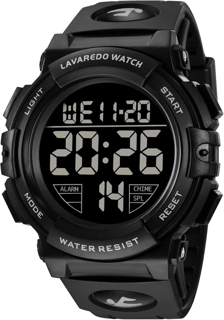 Mens Digital Watch Sports Military Watches Waterproof Outdoor Chronograph Wrist Watches for Men with LED Back Ligh/Alarm/Date
