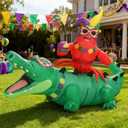 Leyndo 7.9ft Mardi Gras Huge Alligator Lobster Inflatable Outdoor Yard Decoration Build in LED Lights Mardi Gras Carnival Blow up Outdoor Yard Decorations for Party Indoor Home Celebration Garden Lawn