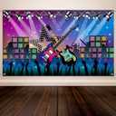 Blulu Karaoke Party Decorations Rock and Roll Backdrop Banner Tapestry Band Rock Star Banner for Music Party Photography Studio Props Festival Decor 72.8 x 43.3 Inch