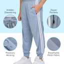 PURE CHAMP 3 Pack Boys Sweatpants Mesh Lightweight Kids Clothes with Zipper Pockets Active Quick-Dry Boys Pants Sizes 4-20 (S)
