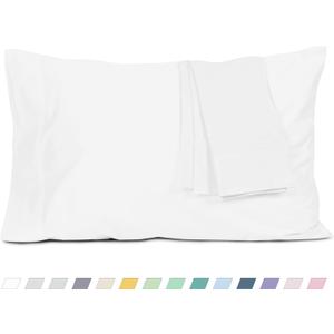 Pillow Cases, Standard Queen Size Cotton Percale Weave Pillowcases, Pre-Shrunk Breathable and Hypoallergenic Pillowcases, Set of 2 (2 Piece Standard/Queen 20 Inch x 30 Inch, White)