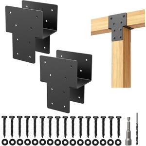 4"x 4" Post Cap Tie Rod Brackets,TROPTOLKY Heavy Duty Wood Beam Tie Rod Brackets, for Supporting Outdoor Pergolas, Gazebos, Decks and Porches,2 Pcs