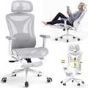 CYKOV Ergonomic Office Chair with Footrest - Adjustable Lumbar Support & Headrest, 90-160° Reclining Mesh Back Computer Chair - Home Office/Gaming, 350lbs Capacity (W-Grey, Mesh), 20 inches x 22 inches x 40 inches