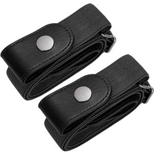 SUOSDEY No Buckle Elastic Stretch Belts for Men and Women, Comfortable Invisible Belts for Jeans Pants (L-XXL: Waist size 34''-48'', J-black+black)