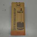 Pandaloo Glass Cups With Lids and Straws -20 Fl Oz- Perfect Size Iced Coffee Cup - Smoothie Cup With Bamboo Lid and On the go Lid - Glass Tumbler With Straw (1 Count (Pack of 1), Autumn Gold)