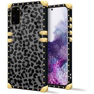 DAIZAG Compatible with Samsung Galaxy S20,B Black Leopard Case Luxury Elegant Women Girls Metal Decoration Corner Classic Retro Soft TPU Case for Samsung Galaxy S20