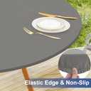 Homing Round Elastic Fitted Tablecloth, Water-Resistant Fabric Tablecloths for 36"-44" Tables, Washable Polyester Table Cover for Picnic, Caming, Dinner, Indoor & Outdoor, Grey