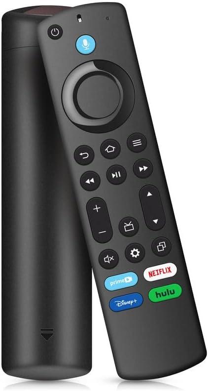 Replacement Voice Remote Control for Fire Series, TV Cube/Stick, Compatible with 4K Max/4K (1st/2nd Gen), (2nd/3rd Gen)/Lite/HD, Fit for Insignia/Pioneer Hisense and TCL Smart TV (Black- Hulu Button)
