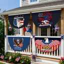 Remagr 4 Pcs 4th of July Outdoor Porch Decor 1.5 x 3 ft 250th Anniversary Bunting Flag Patriotic Outdoor Decor Non-pleated Half Fan Banner for Independence Day Memorial Day 1776-2026 Garden Front Door
