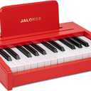 Kids Piano Keyboard, Digital Piano for Kids, Music Educational Instrument Toy, Wood Toy for 3+ Girls and Boys (Red, 25 Keys)