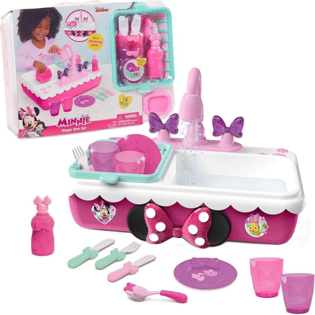 Minnie's Happy Helpers Magic Sink Set, Pretend Play Working Sink, Kids Toys for Ages 3 Up by Just Play