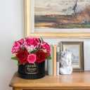 Hollyone Red Artificial Peonies Roses in Vase Round Gift Boxes with Fake Flowers Arrangements Faux Flowers Floral in Box Vase for Her Mothers' Day Valentine's Day Christmas Birthday Graduation Gift