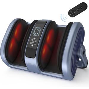 Shiatsu Foot & Calf Massager with Compression & Heating, Deep Tissue Kneading Improves Circulation, Helps Plantar Fasciitis, Massage Foot, Calf, Arms, Gift for Woman and Man, Fit Up to Feet Size 14