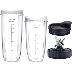 Blender Replacement Parts for Ninja, 32oz&24oz Cup and with Lids New, 7 Fins Extractor Blade, for Nutri Ninja Auto iQ BN801 BL640-30 BL642-30 (4 Pcs)