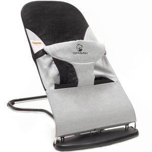 ComfyBumpy Ergonomic Baby Bouncer Seat - Bonus Travel Carry Case - Safe, Portable Bouncing Chair with Adjustable Height Positions - Infant Bouncy Seat Perfect for Newborn Babies (Grey)