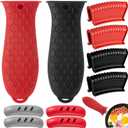 Cast Iron Handle Cover, 10 Packs Silicone Pot Holders, Cast Iron Handle Covers Heat Resistant, Non-Slip Pot Handle Covers, for Frying Cast Iron Skillet Metal Pan (Red&black)