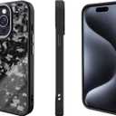 Genuine Forged Carbon Fiber Case for iPhone 15 Pro, Military Grade Drop Protection, Shockproof Phone Cover with Aluminum Alloy Buttons and Camera Frame - Glossy Black