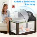 Pack N Play Tent Cover - Half-Blackout Mosquito Net for Crib & Playpen, Baby Bassinet Cover for Cats with 2-Way Zipper, Sun-Blocking Bug Net for Travel Crib (Black-Large)
