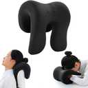 chislim Neck Support for Office Chair,Memory Foam Desk Pillow for Napping,Washable Cover,Fits Most Office Chair (Black)