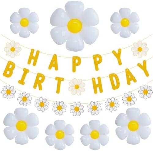 32pcs Daisy Flower Banner Balloons Decoration - Birthday Party Supplies for Girls and Boys