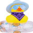 Rubber Duck Car Ornaments Cowboy Duck Car Dashboard Decoration Accessories with Mini Cowboy Hat Scarf Swim Ring and Sunglasses for Decor Home(AG30)