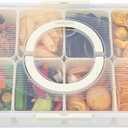 Snackle Box Container, Dishwasher and Microwave Safety Divided Serving Tray with Lid and Handle, Portable Snack Platters Clear Plastic Boxes for Fruits, Snacks and Candy8 Compartments