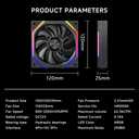 Galaxy 120mm PC Reverse Blade Case Fans, ARGB and PWM Cooling Fan PC, Axle Core Double Ring CD Pattern Module Computer Fans, Daisy-Chain 5V RGB Fan (Black 3 Pack)