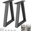 18 Metal Table Legs, Trapezoid Bench Legs, Heavy Duty Metal Desk Chair Dining & Coffee Table Feets, DIY Furniture Feets (H18 x W12.3) (Black)