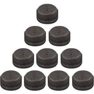10 Pack 3/4 inches Cap Malleable Cast Iron Pipe, Industrial Pipe for Threaded Black Pipes and Fittings, DIY Steampunk Industrial Vintage Style.