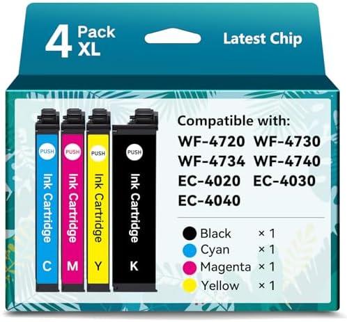 Emojink Remanufactured Ink Cartridges for Epson 802XL Ink Cartridges for T802 T802XL High Yield for Epson Workforce Pro WF-4740 WF-4720 WF-4734 WF-4730 EC-4020 EC-4030 EC-4040 (4 Pack)