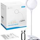 ESynic Lighted Magnifying Glass with Stand-USB-C Rechargeable-5X&10X Magnification-4.3" Large Lens-Desk Magnifier Lamp With Clamp & Heavy Base-3 Levels Brightness-Flexible Gooseneck for Reading Crafts