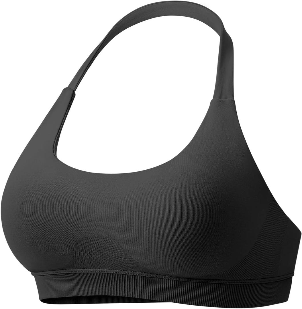 VOYJOY Women Workout Impact Bras Medium Low Support Halter Sports Bras Seamless Open Back Gym Padded Yoga Crop Top M