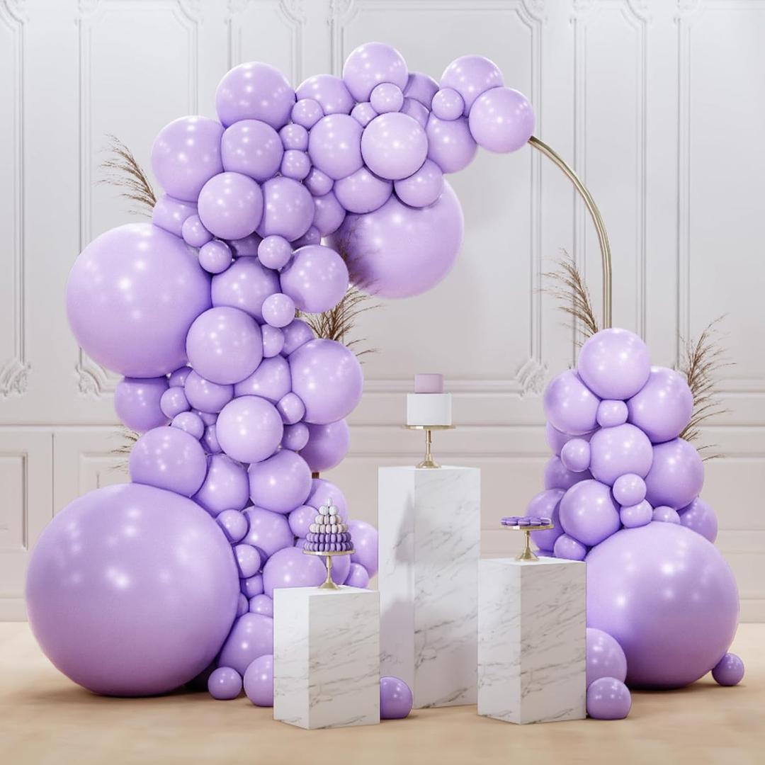 PartyWoo Lavender Balloons 99pcs Different Sizes Pack of 36 18 12 10 5 Inch Light Pastel Purple Lilac Balloon Arch Kit for Baby Shower Bachelorette Fairy Birthday Princess Party Decorations Purple-Q10