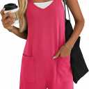 Ekouaer Womens Summer Casual Sleeveless Rompers Loose Spaghetti Strap Shorts Overalls Outfits 2025 Jumpsuits With Pockets (Pink, L)