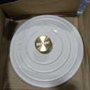 Overmont Enameled Cast Iron Dutch Oven 7QT, White 