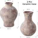 Bud Vases Set of 2, Ceramic Flower Vase Small Vase for Flowers Stereo Grain Decorative Vases for Home Decor Bathroom Living Room Boho Centerpieces for Tables Coffee Table Cottage Core(Terra)