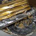 175PCS Graduation Plates and Napkins Set 2026 Graduation Party Supplies Tableware Set Include Paper Plate Napkin Cup Knife Fork Spoon for Black Gold Grad Party Decor Serve25 (Black and Gold)