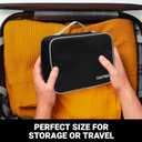 Cable Organizer Bag - Travel Cord Organizer Bag with Unique Flat Open Design - Foldable Electronic Organizer Travel Case for Cords, Chargers, Adapters (Black)