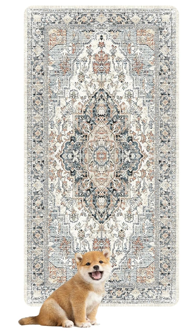 Nunubaby Washable Pee Pads for Dogs, Stylish, Non-Slip and Leak-Proof Pee Pads. Reusable Potty Pads for Dogs for Crates and Floors (Beige/Multi, 24" x36" )