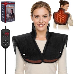 UTK 30s Fast Heating Pad, 6X Deeper Far Infrared Heating pad for Neck and Shoulders Pain Relief, 8 Heat Settings, 4H Auto-Off, Extra Large 24"x20" with Adjustable Strap, Mothers Gifts for Women